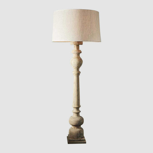 Rook Large - Natural - Turned Wood Pillar Floor Lamp