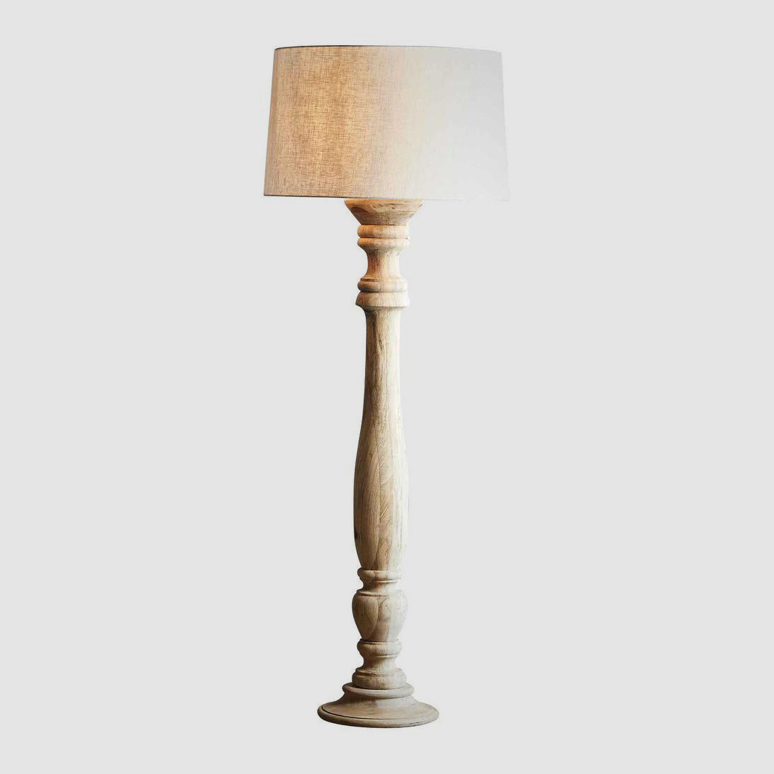 Candela Large - Natural - Turned Wood Candlestick Floor Lamp