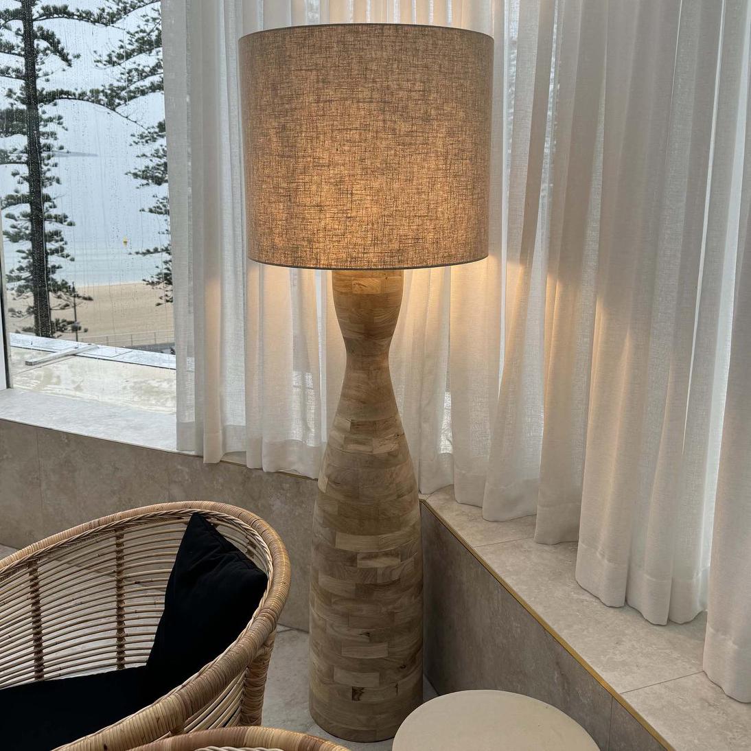 Esraj Turned Wood Floor Lamp Natural