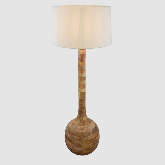 Sitar Turned Wood Floor Lamp Natural