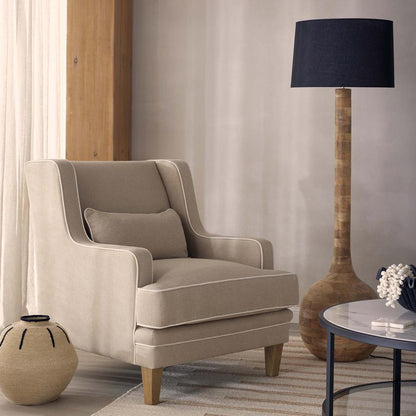 Sitar Turned Wood Floor Lamp Natural