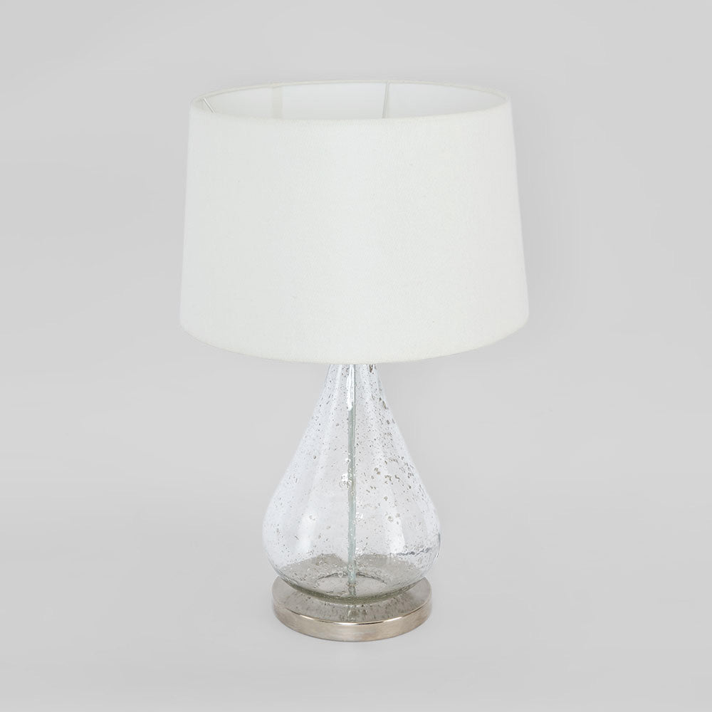 Lustre Teardrop Table - Clear - Stone Effect Glass Teardrop Table Lamp
