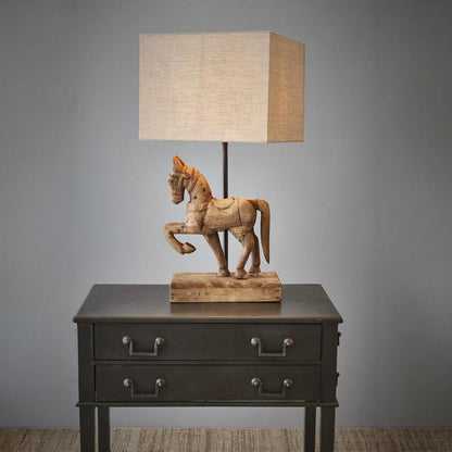 Bonnie - Dark Natural - Small Wooden Horse Table Lamp