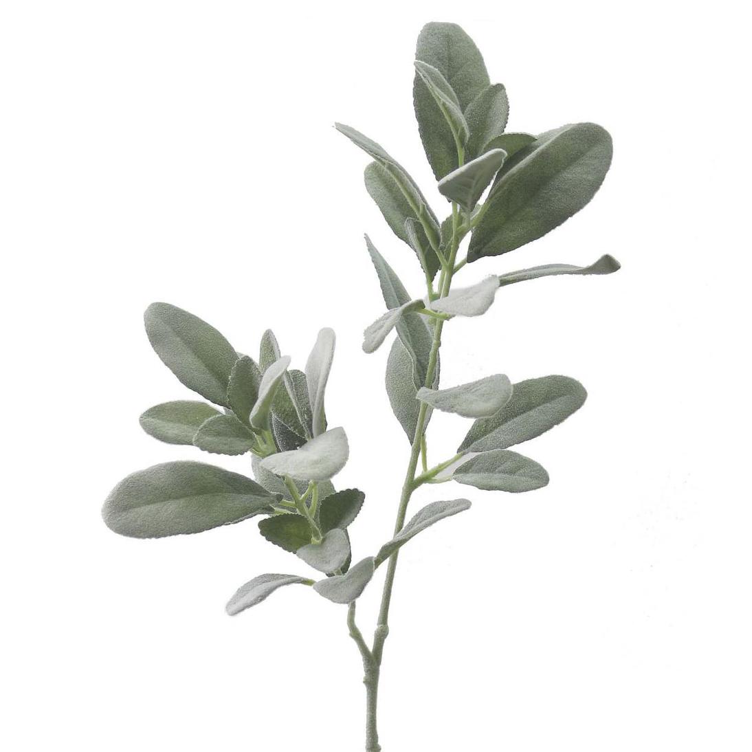 Flocked Lambs Ear leaf Spray 70cm Green