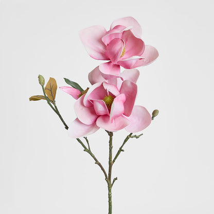 Magnolia Flower Stem With 2 Heads & Bud 87cm Pink