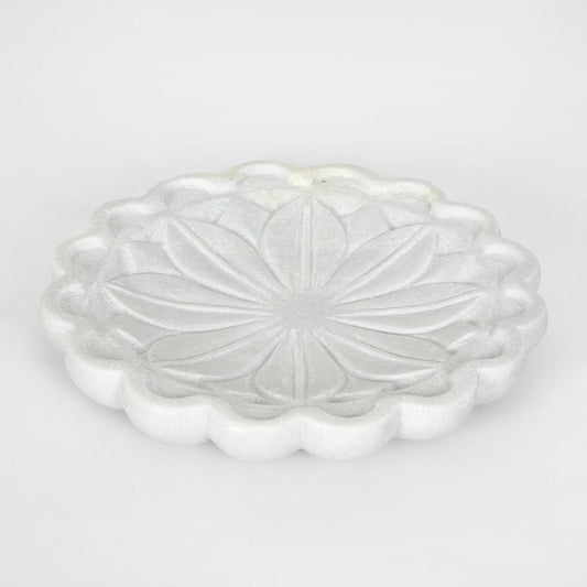 Lia Marble Flower Bowl Medium White