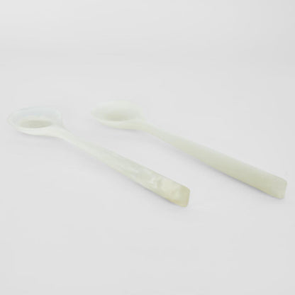 Halo Salad Server Set Swirl Resin White