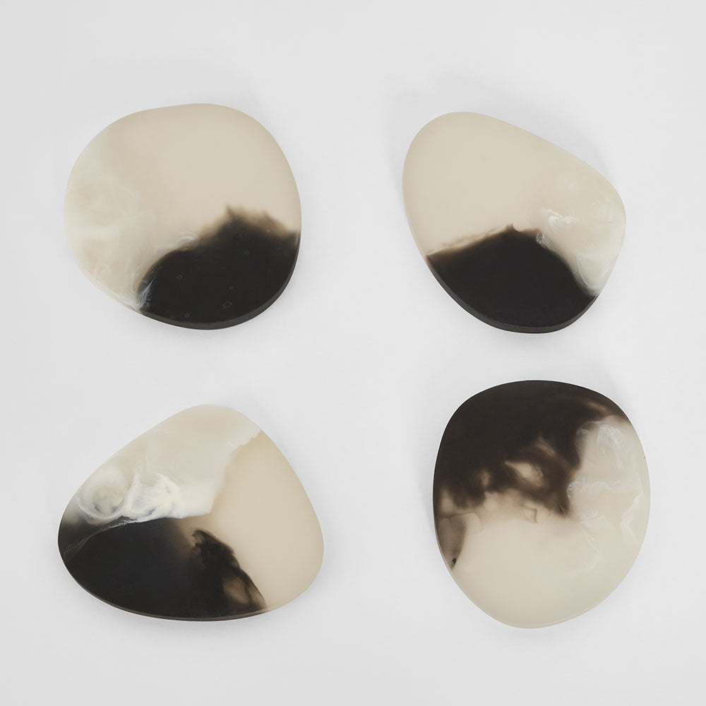 Halo Set of 4 Resin Coasters Black & White