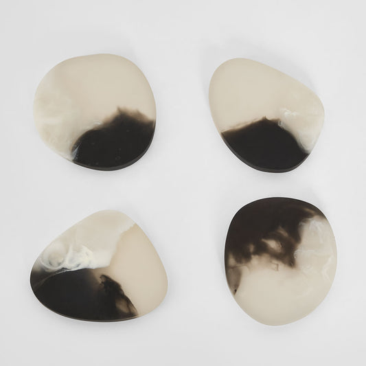 Halo Set of 4 Resin Coasters Black & White