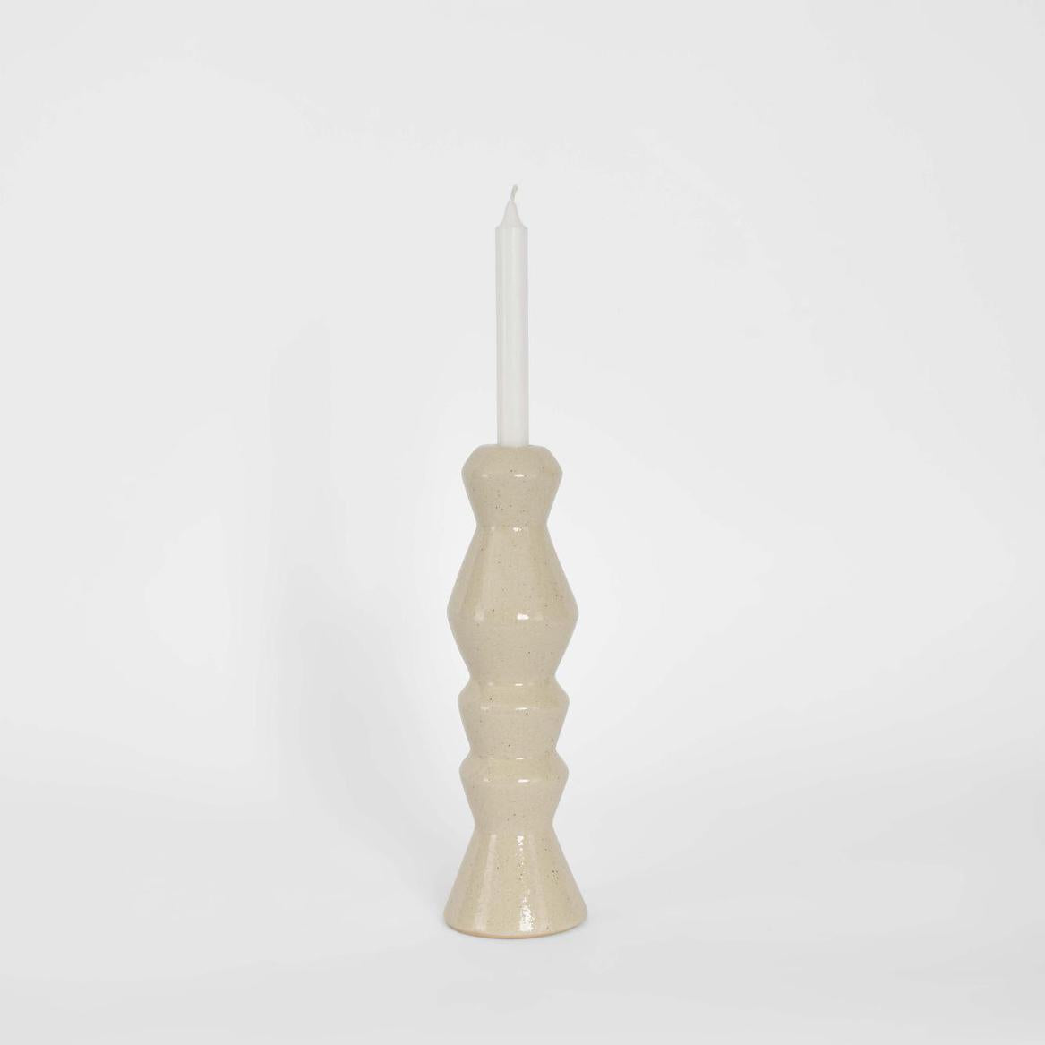 Lume Boulder Candle Stand White