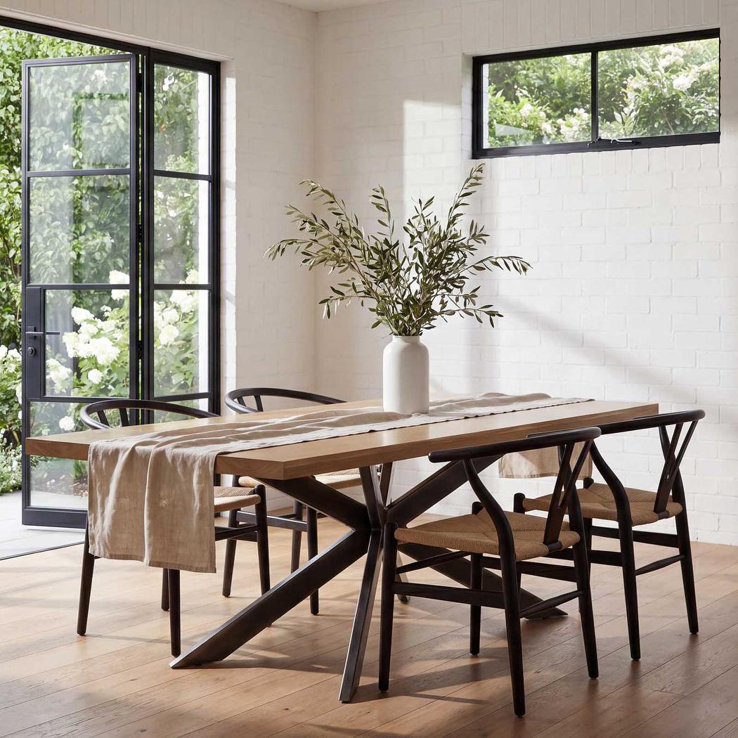 Arc Wishbone Dining Chair Black/Natural