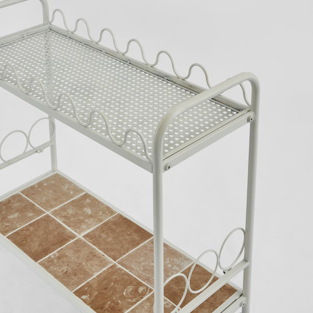 Wira Bar Cart Outdoor White with tiled shelf