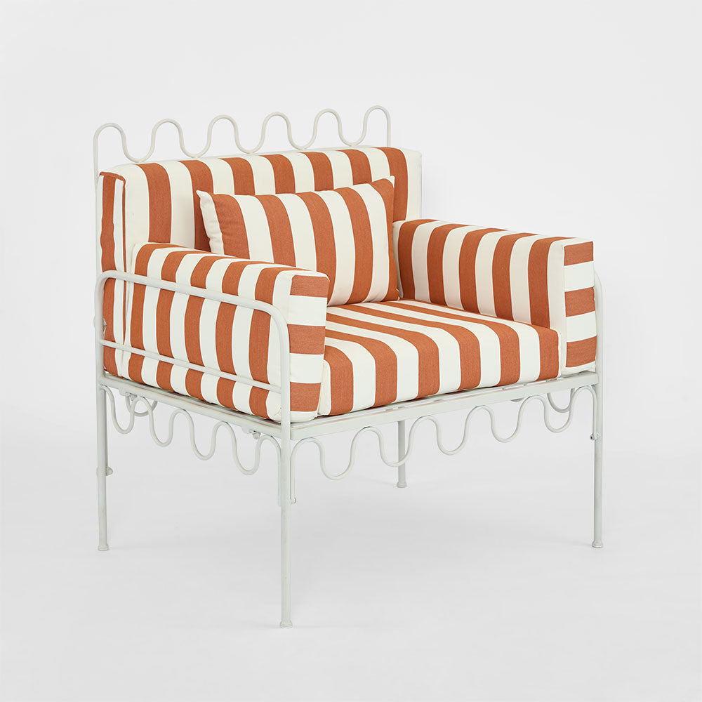 Wira Arm Chair Outdoor Terracotta/White Stripe Cushions
