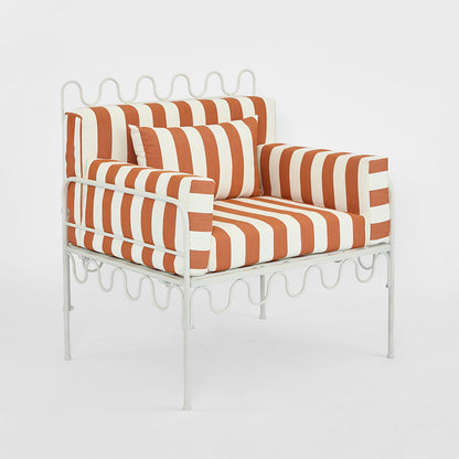Wira Arm Chair Outdoor Terracotta/White Stripe Cushions