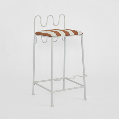 Wira Counter Stool Outdoor Terracotta/White Stripe Cushion