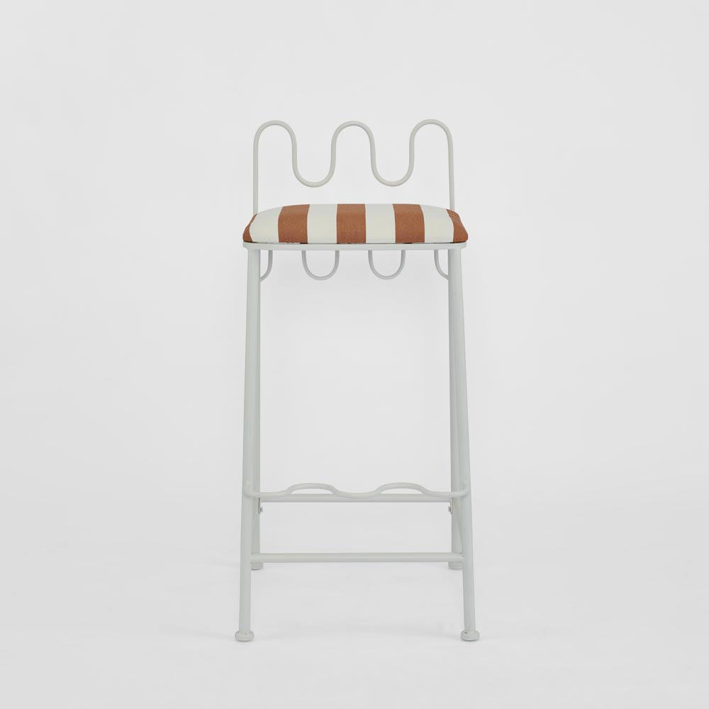 Wira Counter Stool Outdoor Terracotta/White Stripe Cushion
