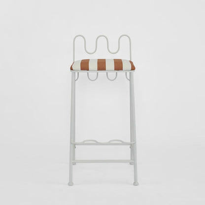Wira Counter Stool Outdoor Terracotta/White Stripe Cushion