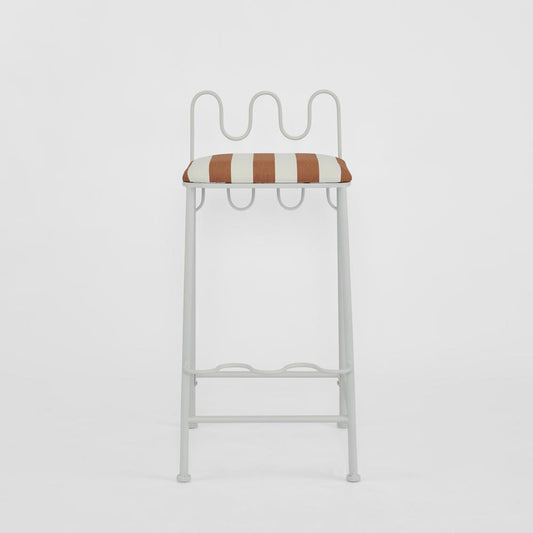 Wira Counter Stool Outdoor Terracotta/White Stripe Cushion