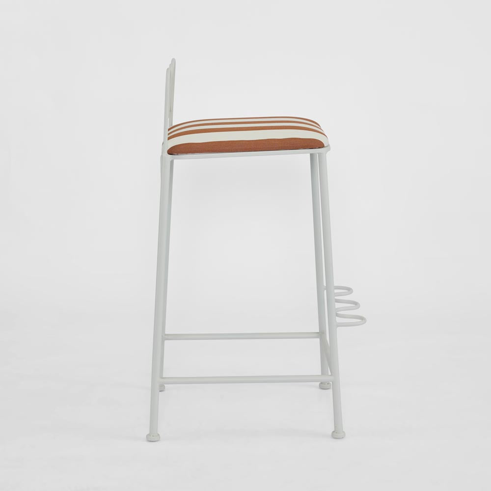 Wira Counter Stool Outdoor Terracotta/White Stripe Cushion