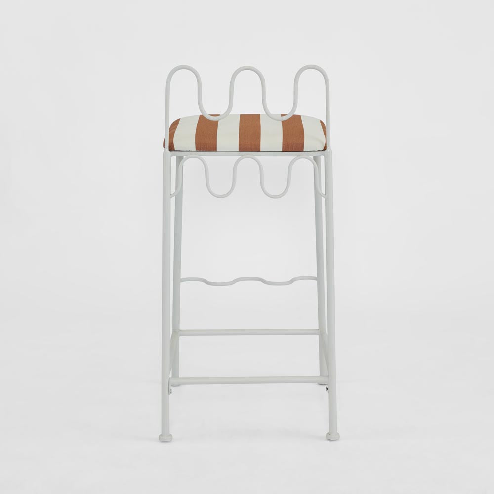 Wira Counter Stool Outdoor Terracotta/White Stripe Cushion