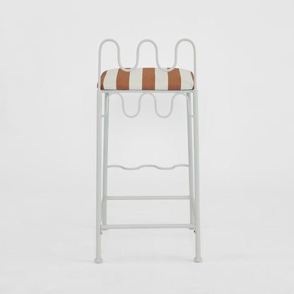 Wira Counter Stool Outdoor Terracotta/White Stripe Cushion