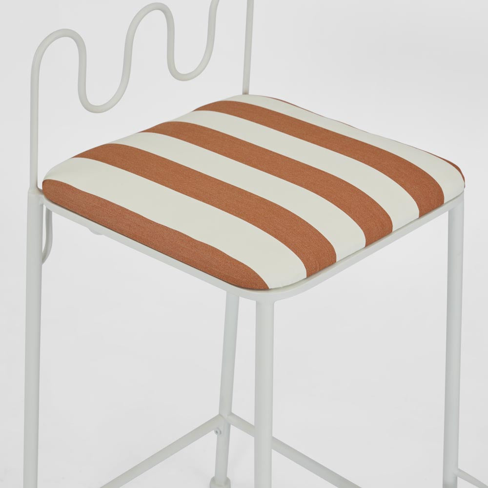 Wira Counter Stool Outdoor Terracotta/White Stripe Cushion