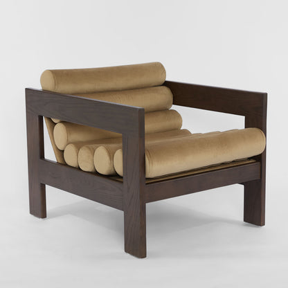 Ava Armchair Taupe & Dark Walnut