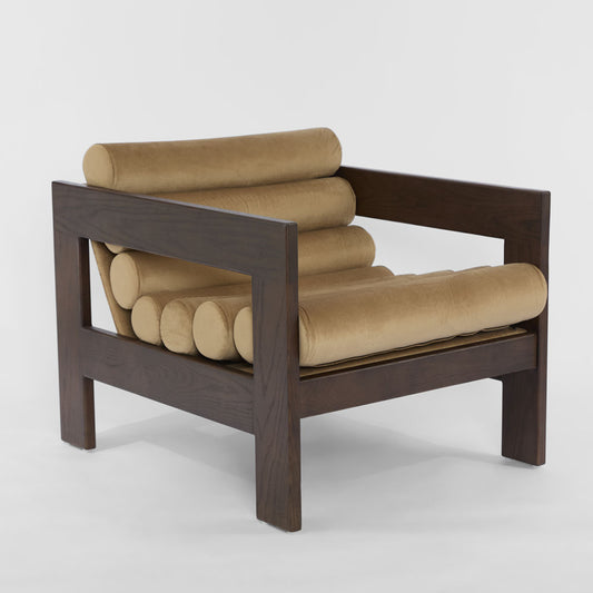 Ava Armchair Taupe & Dark Walnut