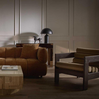 Ava Armchair Taupe & Dark Walnut