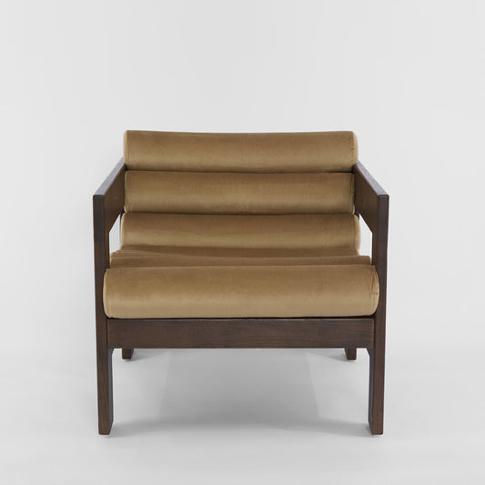 Ava Armchair Taupe & Dark Walnut