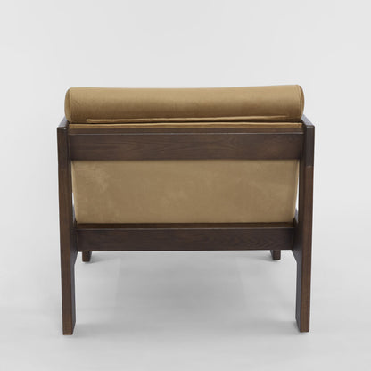 Ava Armchair Taupe & Dark Walnut