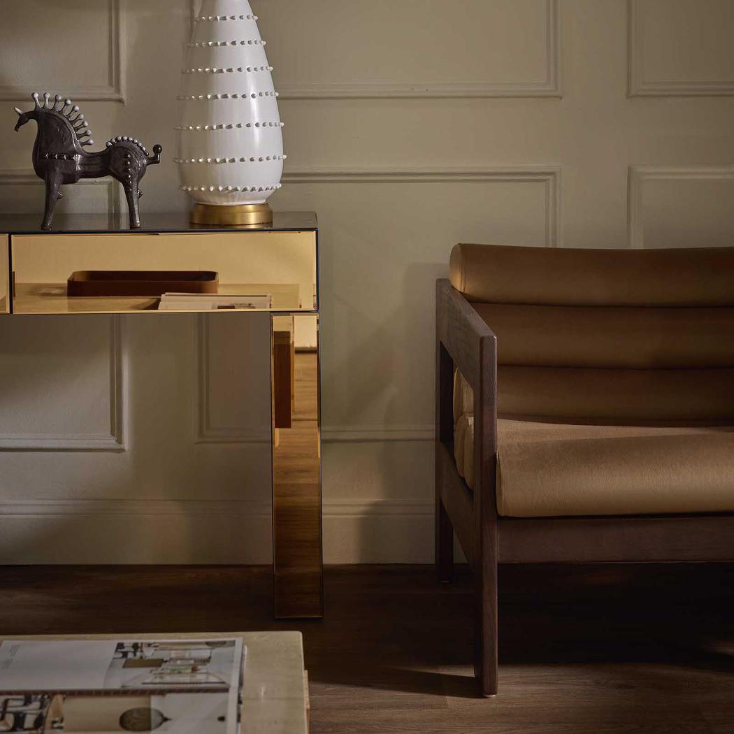 Ava Armchair Taupe & Dark Walnut
