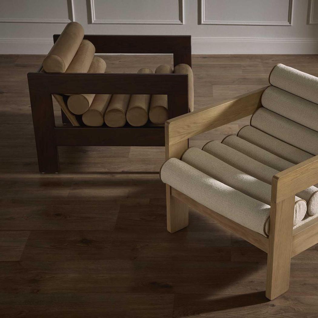 Ava Armchair Taupe & Dark Walnut