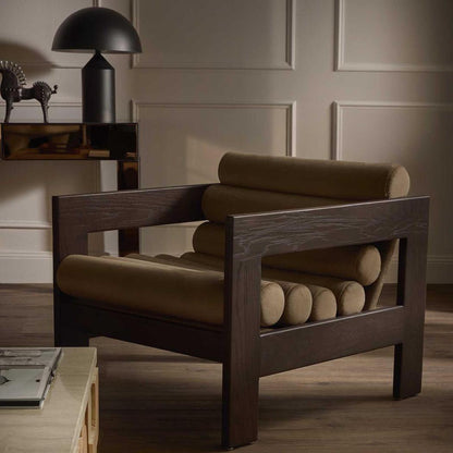 Ava Armchair Taupe & Dark Walnut