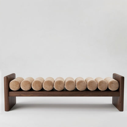 Ava Bench Seat Taupe & Dark Walnut
