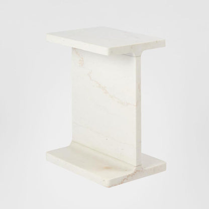 Iza I Beam Marble Side Table White