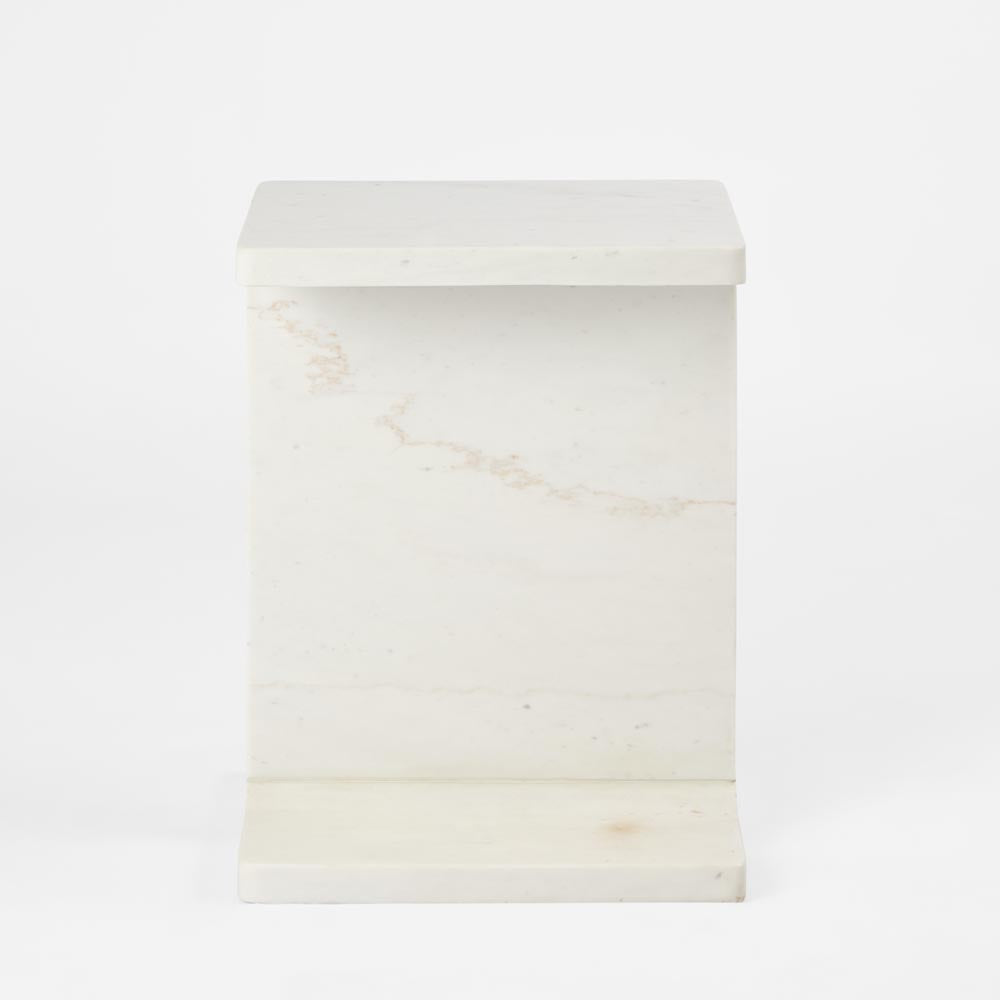 Iza I Beam Marble Side Table White