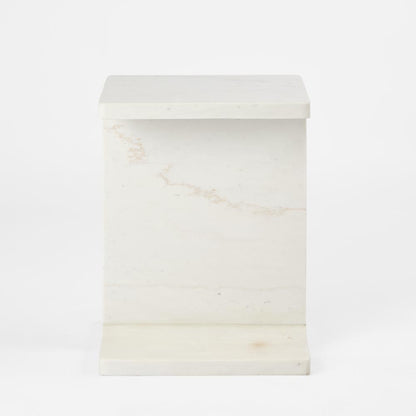 Iza I Beam Marble Side Table White