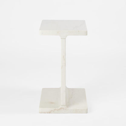 Iza I Beam Marble Side Table White