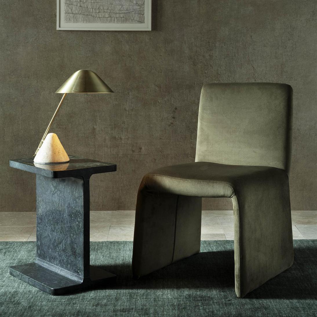 Iza I Beam Marble Side Table Green