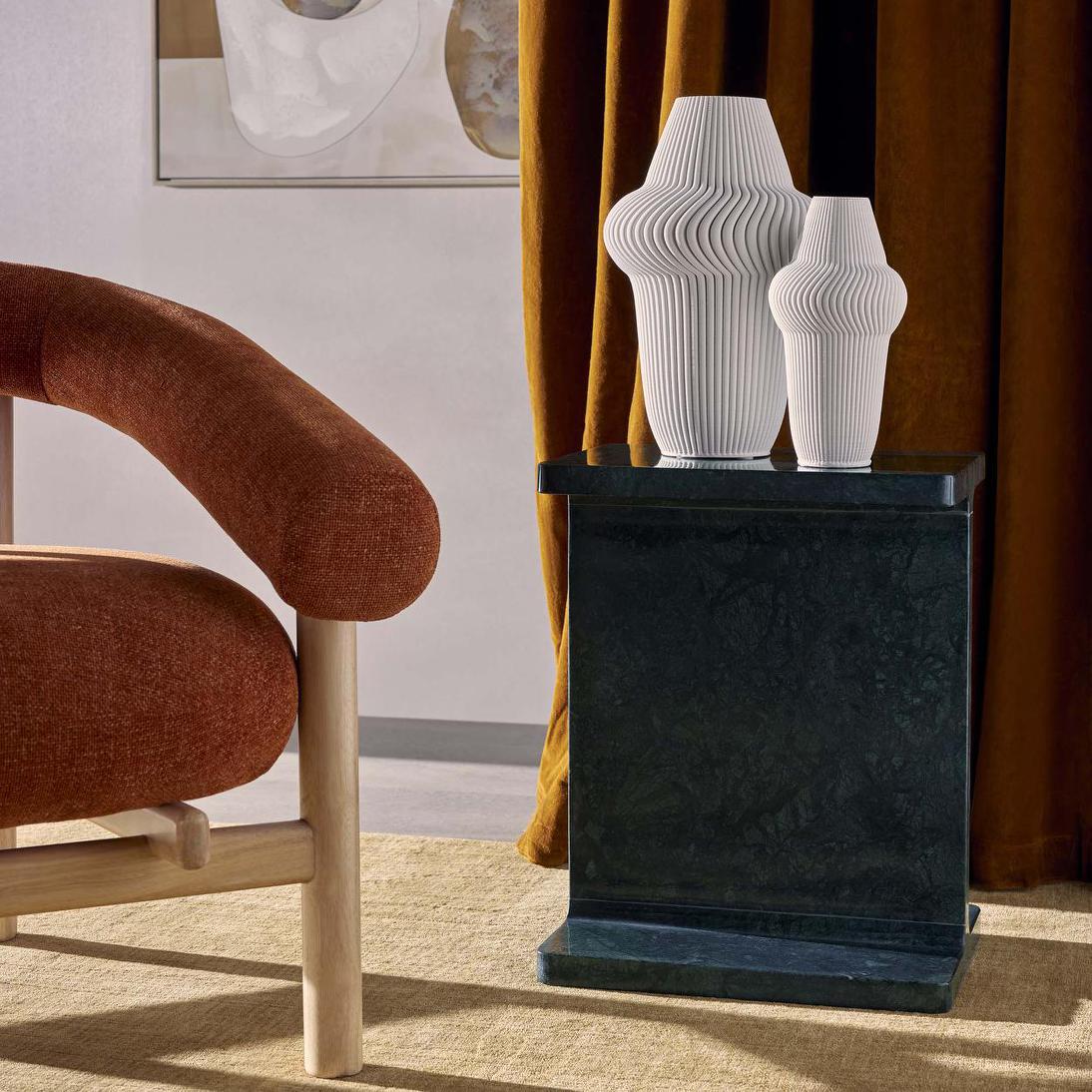Iza I Beam Marble Side Table Green
