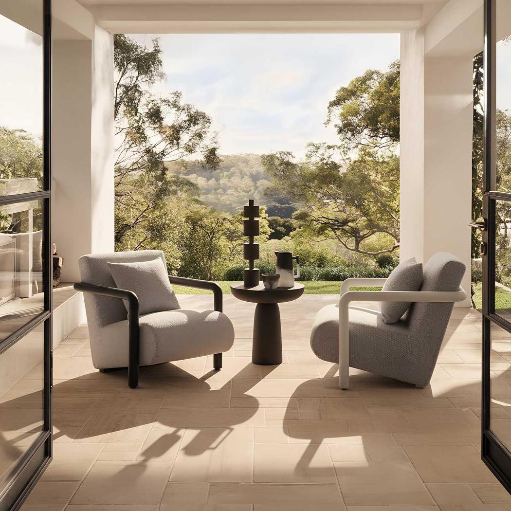 Argo Armchair Ecru with black frame Outdoor