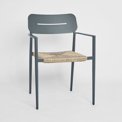 Casper Stackable Dining chair with Arms Black & Natural Weave Outdoor