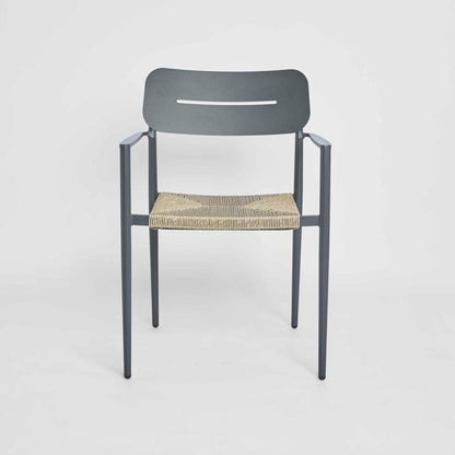 Casper Stackable Dining chair with Arms Black & Natural Weave Outdoor