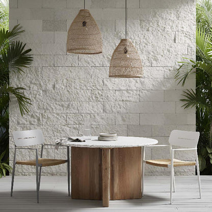 Casper Stackable Dining chair with Arms Black & Natural Weave Outdoor