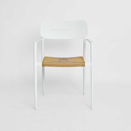 Casper Stackable Dining chair with Arms Black & Natural Weave Outdoor