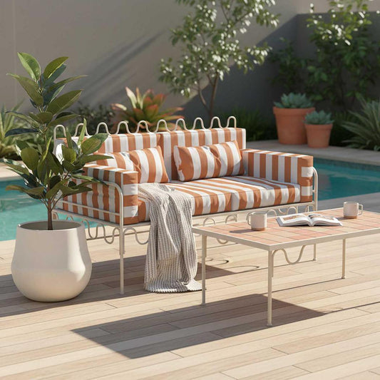 Wira 2 Seat Sofa Outdoor Terracotta/White Stripe Cushions