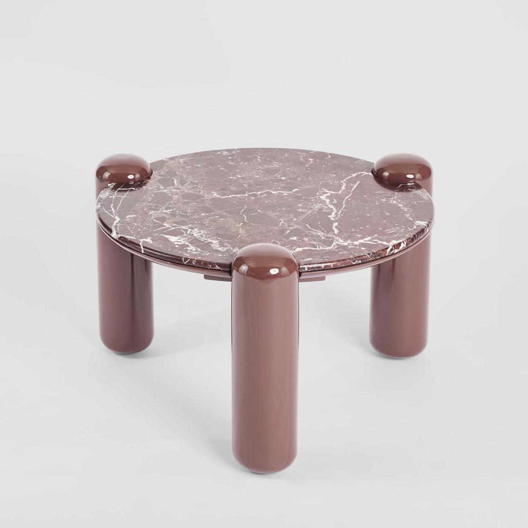 Nobo Coffee Table Small Matt Red Vein Marble/High Gloss