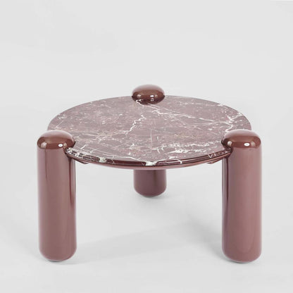 Nobo Coffee Table Small Matt Red Vein Marble/High Gloss