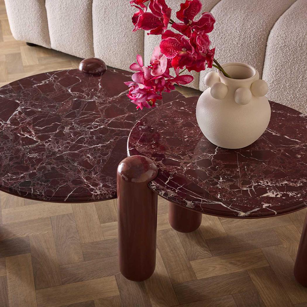 Nobo Coffee Table Small Matt Red Vein Marble/High Gloss